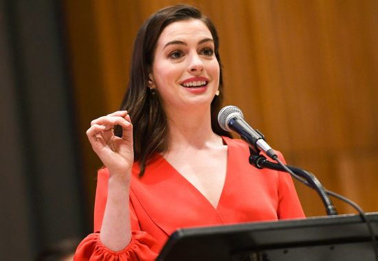 Anne Hathaway delivers Women's Day address at United Nations